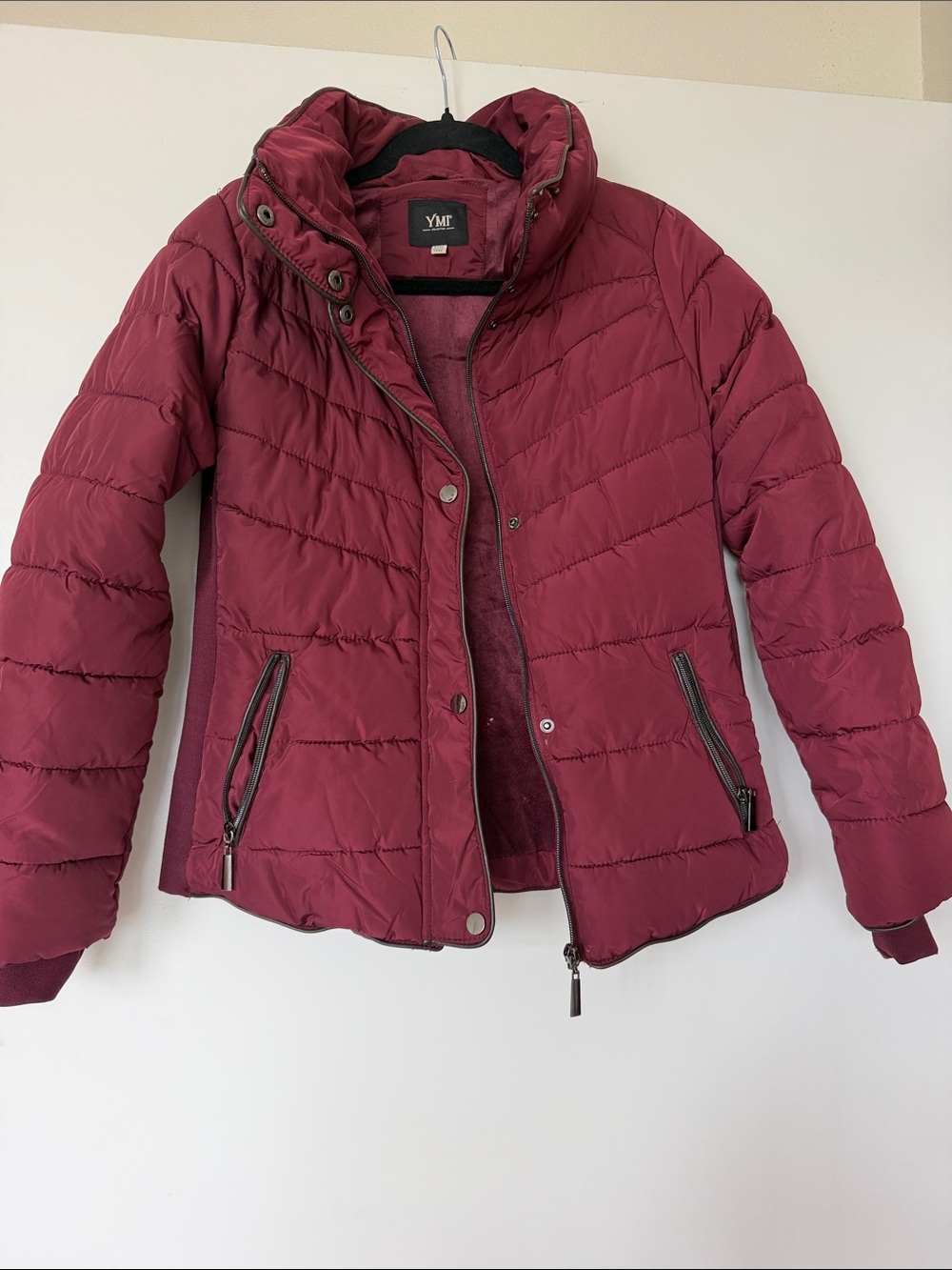YMI Women's Quilted Puffer Jacket - Wine